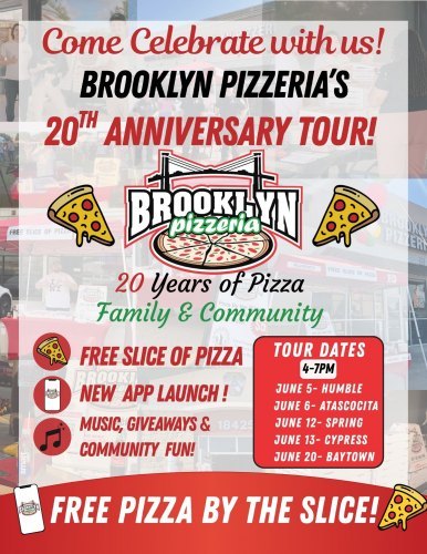 Brooklyn Pizzeria FREE PIZZA 20 Year Anniversary Event!