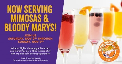 Free Mimosa Shirt w/any Cocktail Purchase at The Flying Biscuit Cafe