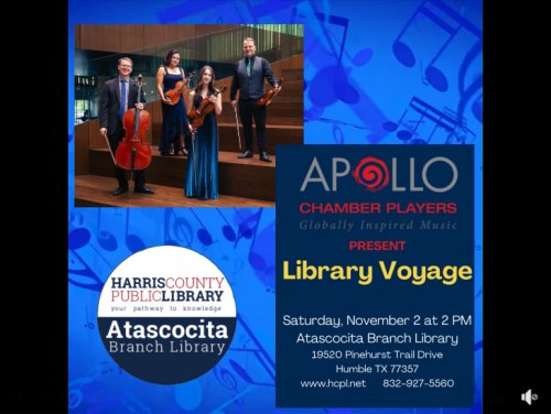 Library Voyage with Apollo Chamber Players at Atascocita Branch Library