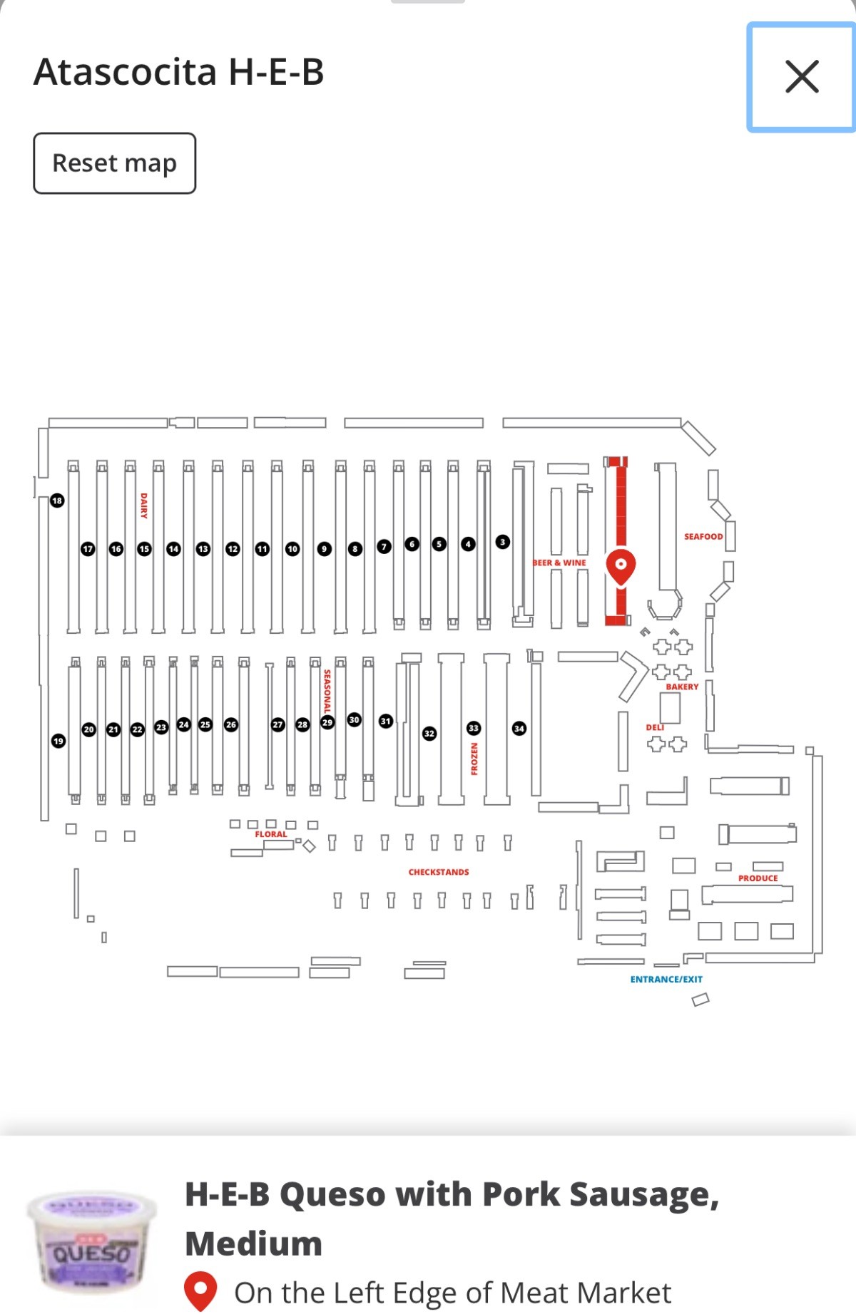 HEB Queso Pork Sausage in stock at Atascocita HEB.