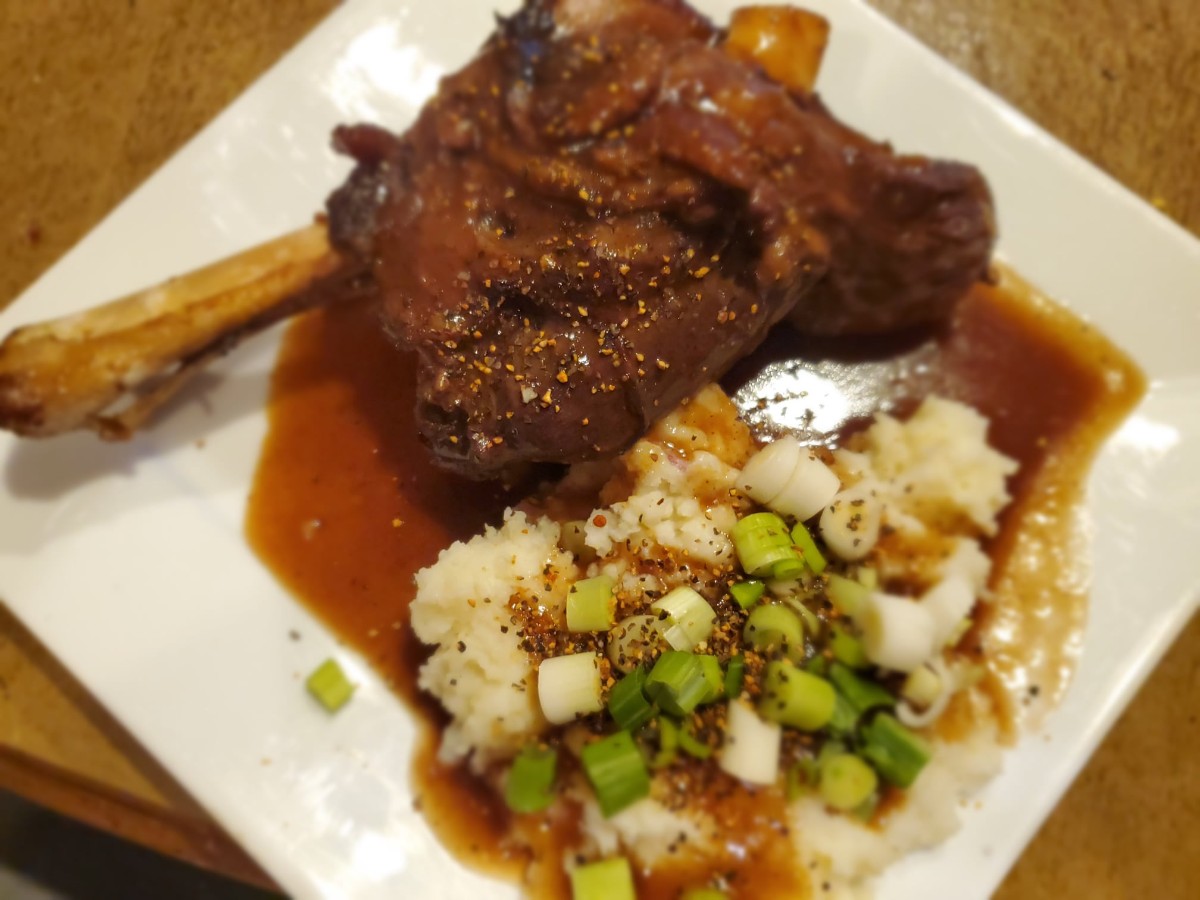 Pressure Cooker Lamb Shank, gravy, and mashed potatoes. And of c