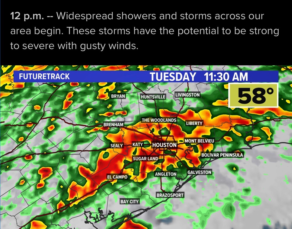 Prepare for strong winds and rain tomorrow. Community Advisory.