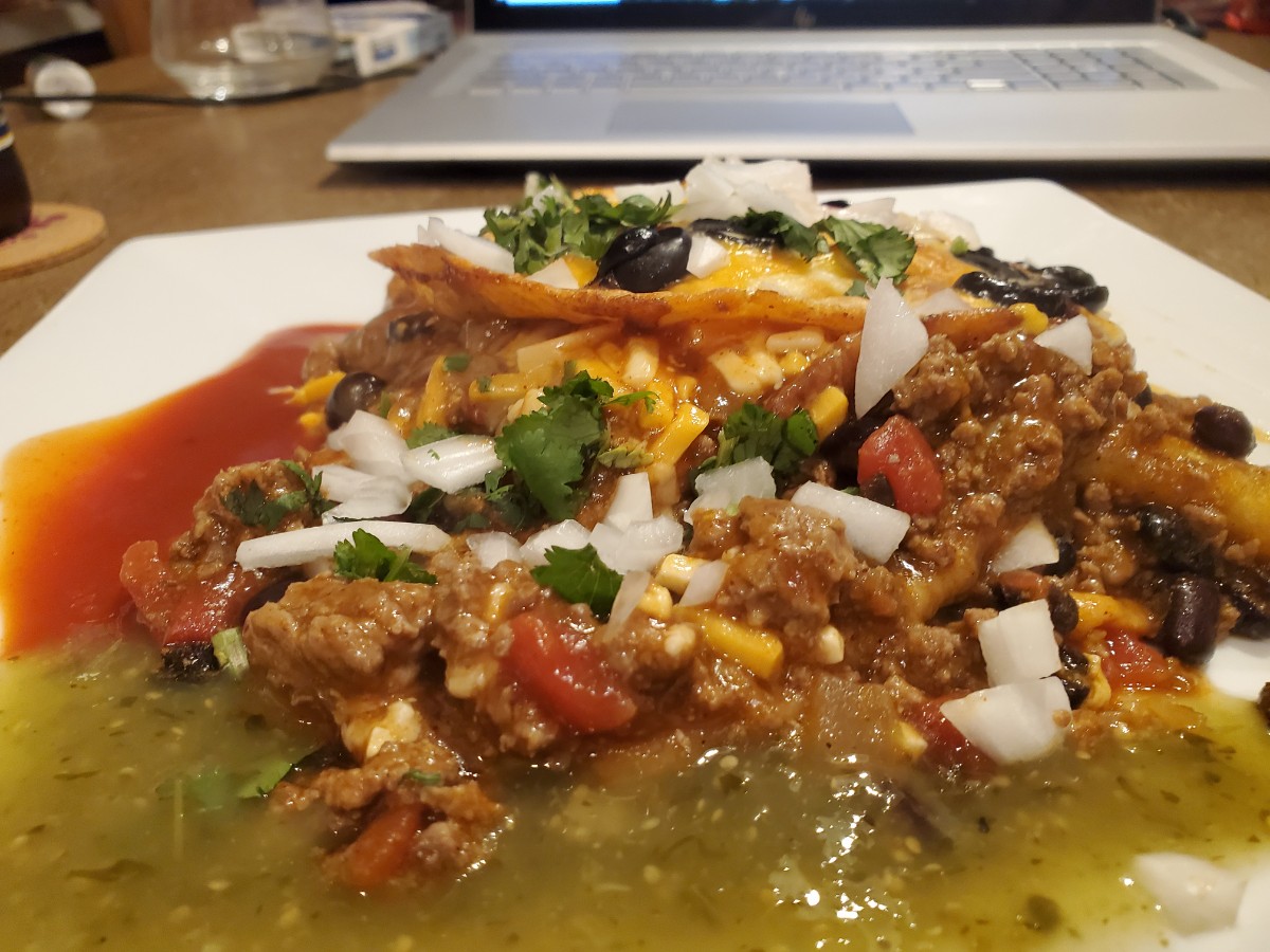 Redneck Enchilada in an iron skillet stove top and oven used