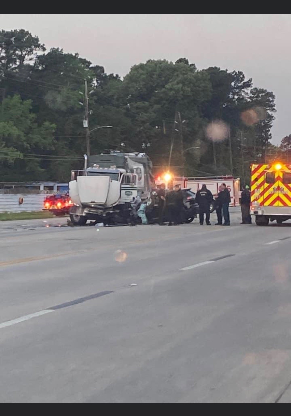 Horrible accident in Huffman after the bridge.