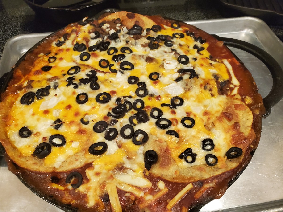Redneck Enchilada in an iron skillet stove top and oven used