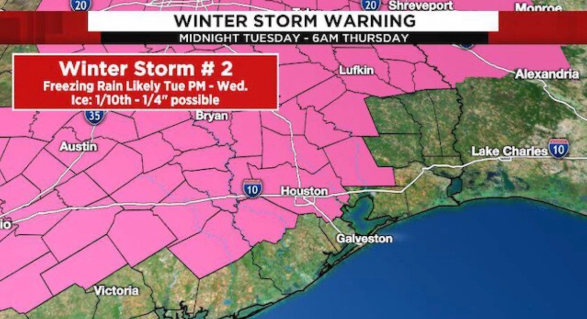 Another winter storm warning issued for Houston area as more fre