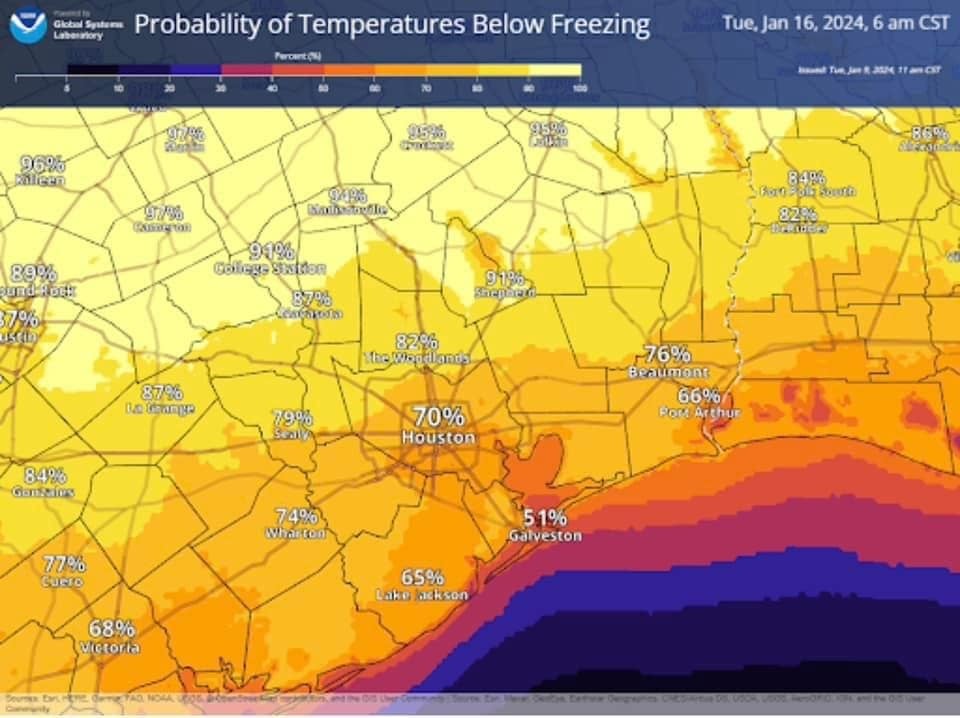Arctic Cold Front to Bring Widespread Freeze in Texas
